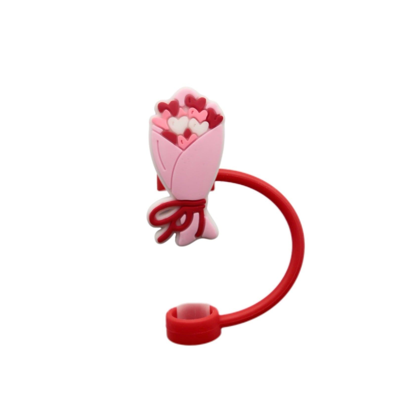 Wholesale 10pcs Valentine's Day Love Silicone Dustproof Red 8/10mm Straw Cover